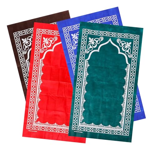 SOLUSTRE 4 Stück Teiliges Tragbare Gebetsmatte mit Feinen Mustern für für Reisen und Eid Festlichkeiten Leicht und Langlebig von SOLUSTRE