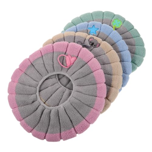 SOLUSTRE 4 Stück Teiliges Wc-sitzkissen Weicher Dicker Plüschbezug mit Praktischem Griff Waschbar Langlebig Gestrickt Warmes Toilettensitzpolster für Winter Komfortabel und Wiederverwendbar von SOLUSTRE