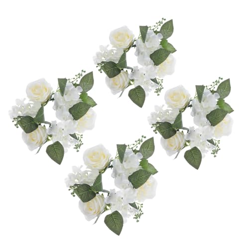 SOLUSTRE 4 Stück Weiße Künstliche Rosen Kerzenringe Innenmaß Blumenkränze aus Kunststoff und Seide Langlebig für Stabkerzen Hochzeitsdeko Tischmittelstücke SOLUSTRE 4 Stück Weiße Künstliche Rosen Kerzenringe Innenmaß Blumenkränze aus Kunststoff und Seide Langlebig für Stabkerzen Hochzeitsdeko Tischmittelstücke von SOLUSTRE