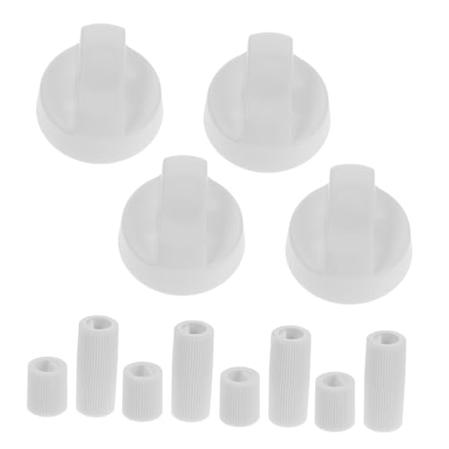 SOLUSTRE 4Er Pack Bedienknopfadapter Gasbedienknopf Universeller Ersatzherdknopf Herdknopf Ofenknopf Ersatzherd Ersatzknöpfe Gasherd Knopfabdeckungen Kunststoff Weiß von SOLUSTRE