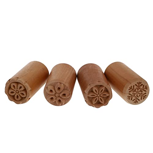 SOLUSTRE 4Stücke Teiliges aus Holz Mondkuchen Stempeln Langlebige Backformen für Kreative Desserts für Mondkuchen und Gebäck und Sicher der Anwendung von SOLUSTRE