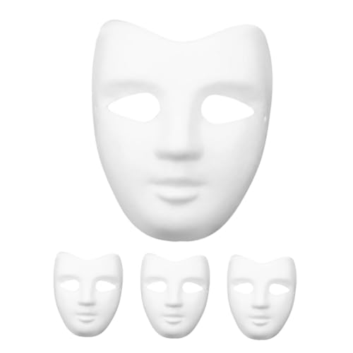 SOLUSTRE 4Stücke Weißer Papiermaske DIY Maske zum Bemalen für Kunstprojekte und Festlichkeiten für Kreative Aktivitäten und Besondere Anlässe von SOLUSTRE