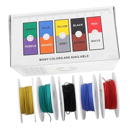 SOLUSTRE 5 Rollen Flexibles Gummikabel Je Hochtemperaturbeständig Weich Biegsam Isoliertes Draht DIY Elektrische Verlängerungskabel in Rot Schwarz Gelb Blau Grün SOLUSTRE 5 Rollen Flexibles Gummikabel Je Hochtemperaturbeständig Weich Biegsam Isoliertes Draht DIY Elektrische Verlängerungskabel in Rot Schwarz Gelb Blau Grün von SOLUSTRE