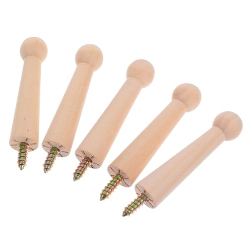SOLUSTRE 5 Stück Teiliges Holz Wandhaken Schraubbar Wackelndes Design Vielseitig für Kleidung Hüte Handtücher Schlafzimmer Garderobe Badezimmer Kleiderschrank von SOLUSTRE