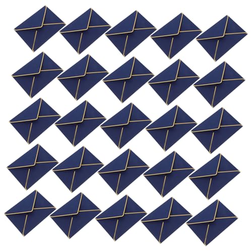 SOLUSTRE 50 Stück Klappe Umschläge mit Goldrand Dickes Papier Stilvolle Blaue Briefumschläge für Hochzeitskarten Einladungen Partys Abschlussfeiern von SOLUSTRE