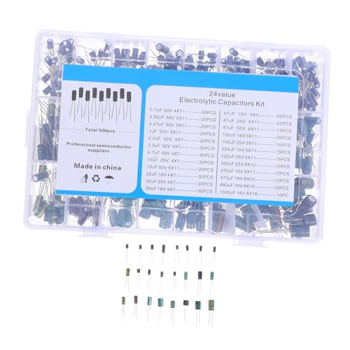 SOLUSTRE 500 Stück Aluminium Elektrolytkondensator Set mit Aufbewahrungsbox Langlebige Kondensatoren Μf-µf für Elektronikreparatur DIY Projekte Kompatibel mit Radios und LCD Monitoren SOLUSTRE 500 Stück Aluminium Elektrolytkondensator Set mit Aufbewahrungsbox Langlebige Kondensatoren Μf-µf für Elektronikreparatur DIY Projekte Kompatibel mit Radios und LCD Monitoren von SOLUSTRE
