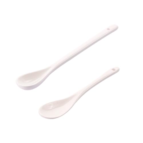 SOLUSTRE 5Stücke Teiliges Set Asiatischer Porzellan Suppenlöffel mit Langem Griff Wiederverwendbare Kleine Löffel für Miso Suppe Reis und für Zuhause und Restaurants von SOLUSTRE