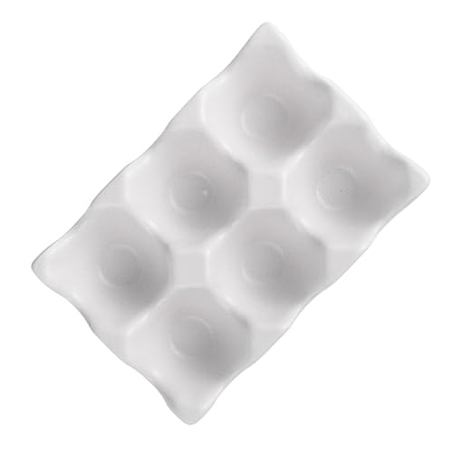 SOLUSTRE 6 Rutschfestes Tablett Eierspender Ei-kiste Hühnerei Tabletts Eierhalter Für Kühlschrank Porzellan Serviergeschirr Eierablage Eierkarton Lebensmittel Aufbewahrungskiste Weiß von SOLUSTRE