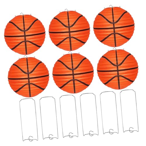 SOLUSTRE 6 Stück Basketball Papierlaternen Hängend Sportliche Deko für Basketball themenpartys Festival Laternen Kinderzimmer und Garten Geeignet von SOLUSTRE