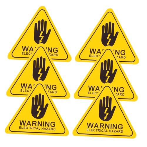 SOLUSTRE 6 Stück Elektrische Warnschilder Selbstklebend Dreieckige Sicherheitsaufkleber mit Hoher Sichtbarkeit Robustes Material Geeignet für Innen Außenbereiche Schutz vor Stromschlag von SOLUSTRE