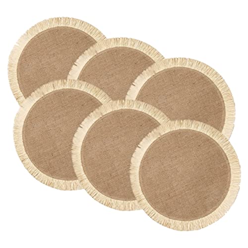 SOLUSTRE 6 Stück Rundes Tischset Aus Jute Gewebte Besteckmatte Für Esstisch Hitzebeständig Isoliert Abwaschbar Dekoratives Platzset Für Küche Wohnzimmer Restaurant 38cm Durchmesser SOLUSTRE 6 Stück Rundes Tischset Aus Jute Gewebte Besteckmatte Für Esstisch Hitzebeständig Isoliert Abwaschbar Dekoratives Platzset Für Küche Wohnzimmer Restaurant 38cm Durchmesser von SOLUSTRE