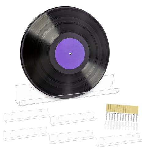 SOLUSTRE 6stücke Vinyl-Regal Aus Kunststoff Wandhalterung Schallplattenhalter Schwebendes Wandregal Klares Displayregal Für Schallplatten Cd-ständer Zeitschriftenständer von SOLUSTRE