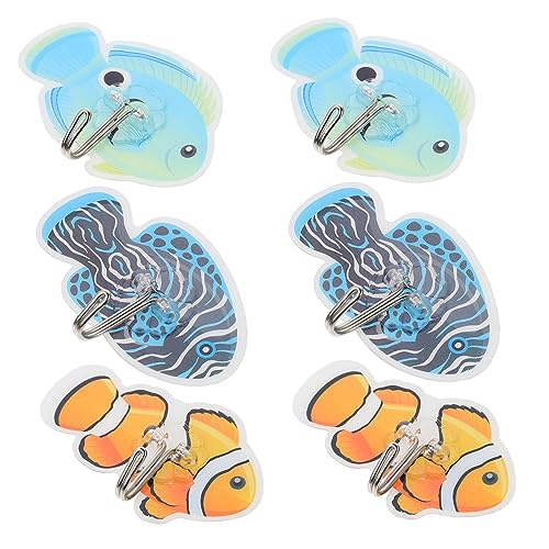 SOLUSTRE 6 Stück Selbstklebende Haken Fischform Dekorative Wandhaken für Badezimmer Küche und Schlafzimmer Starke Tragfähigkeit Installieren für von SOLUSTRE