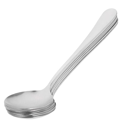 SOLUSTRE 6 Stück Teiliges Edelstahl Suppenlöffel Robuste Runde Metalllöffel Hitzebeständig Leicht und Praktisch Komfortabler Griff für Suppe Porridge und Dessert Einfache Reinigung und von SOLUSTRE