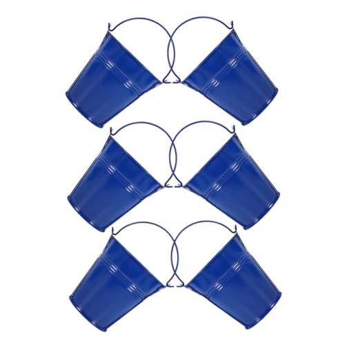 SOLUSTRE 6 Stück Teiliges Kleine mit Griffen Mini Pflanzkübel für Sukkulenten Party Mitgebsel Dekorative Blumentöpfe in Dunkelblau für Garten und Tischdeko von SOLUSTRE