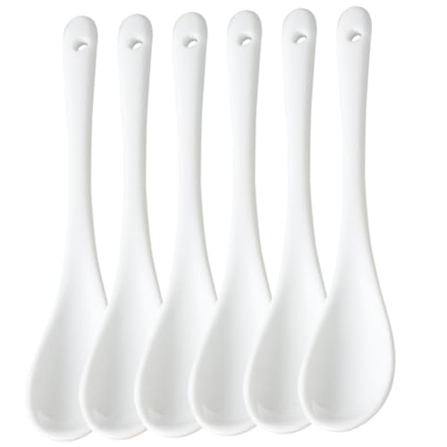 SOLUSTRE 6 Stück Teiliges Langstieliges Keramik Rührlöffel Wiederverwendbare Mixing Spoons für Kaffee Milchtee Desserts Leicht Vielseitig Einsetzbar für Bar und Zuhause von SOLUSTRE