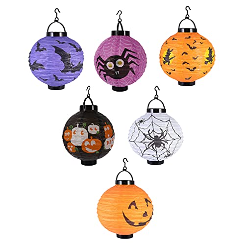 SOLUSTRE 6Pcs Halloween Papier Laternen Jack- O- Laterne Kürbis Laternen Spinne Bat Laternen für Halloween Party Dekorationen ohne Batterie von SOLUSTRE