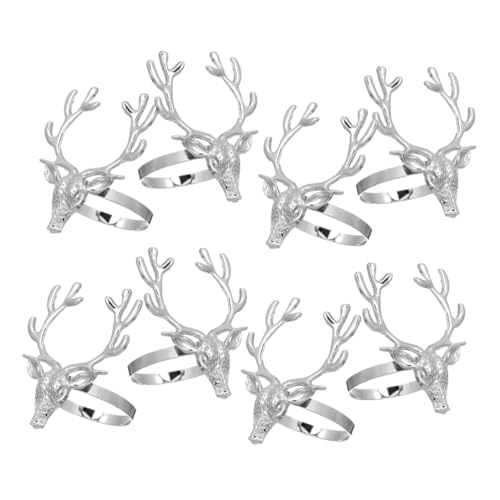 SOLUSTRE 8 Stück Teiliges Weihnachts-serviettenringe aus Stabilem Metall mit Rentierkopf Silberne Tischdeko für Festessen Hochzeiten Weihnachtsfeiern und Stilvolle Napkin Holder SOLUSTRE 8 Stück Teiliges Weihnachts-serviettenringe aus Stabilem Metall mit Rentierkopf Silberne Tischdeko für Festessen Hochzeiten Weihnachtsfeiern und Stilvolle Napkin Holder von SOLUSTRE