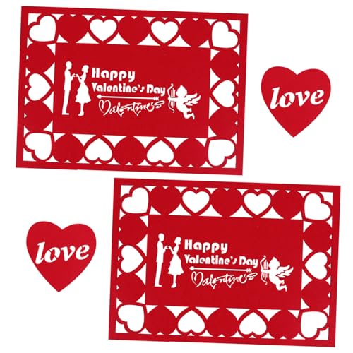 SOLUSTRE 8-Teiliges Set Tischset-Untersetzer-Set Silber Kreis modern Blau Du Valentine Decoration Valentinstag Dekoration tafeltuch hochzeitsdeko Heimdekorationsmatte Tischsets Vlies rot von SOLUSTRE