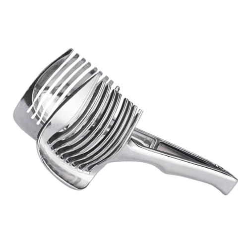 SOLUSTRE Aluminium Zitronenschneider Obst und Gemüseschneider Ergonomisch Handlicher Fruchtschneider für Tomaten Kartoffeln Gleichmäßige Scheiben Küchenhelfer Langlebig Sicher von SOLUSTRE