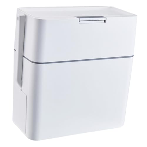 SOLUSTRE Automatischer Abfallbehälter mit Deckel und Integrierter Toilettenbürste Schlanker Badmülleimer für Badezimmer Küche und Wohnzimmer Platzsparend mit Zugband für Einfache SOLUSTRE Automatischer Abfallbehälter mit Deckel und Integrierter Toilettenbürste Schlanker Badmülleimer für Badezimmer Küche und Wohnzimmer Platzsparend mit Zugband für Einfache von SOLUSTRE