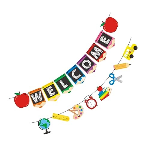 SOLUSTRE Back to School Banner Bunt Vorgefertigte Buchstaben Girlande Farbenfrohe Schulanfang Deko Hängend für Klassenzimmer Party Willkommensfeier Einfache Montage Schulanfang Feier von SOLUSTRE