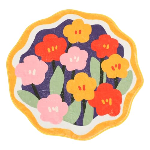 SOLUSTRE Badezimmerteppich rutschfest und Wasserabsorbierend Runde Blumenmuster Matte Gelb für Bad Küche und Wc Sorgt für und Stil von SOLUSTRE