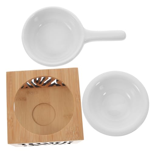 SOLUSTRE Bamboo Keramik Duftlampe Aromatherapie Wachs Schmelzbrenner mit Teelichthalter für Schlafzimmer Büro Yoga und Hitzebeständig und Langlebig von SOLUSTRE