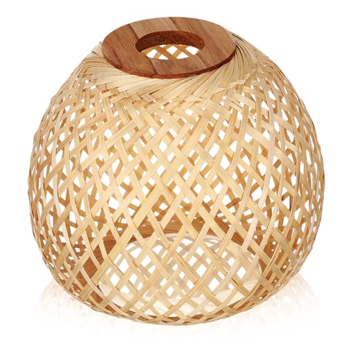 SOLUSTRE Bamboo Lampenschirm aus Rattan Handgewebt Kompatibel mit Tisch und Hängelampen Einzigartiges Design für Warme Installieren und Langlebig von SOLUSTRE