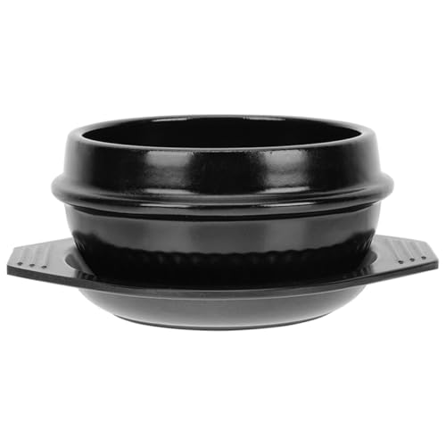 SOLUSTRE Bibimbap Keramiktopf Hitzebeständiger Steintopf für Suppe Energiesparend Glasiert Langlebig Haushaltskochtopf für Koreanische Küche mit Trägerplatte von SOLUSTRE