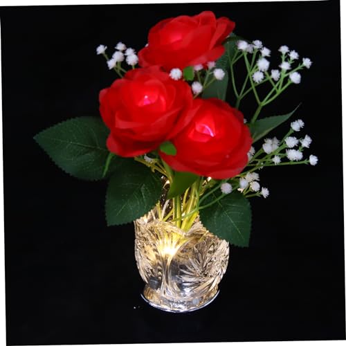 SOLUSTRE Blumenlampe Mit Led-Lichter in Vase Design Rosenlicht Für Schlafzimmer Blumenschreibtischlampe Als Innenatmosphäre Licht Dekor Für Teenager-mädchen von SOLUSTRE
