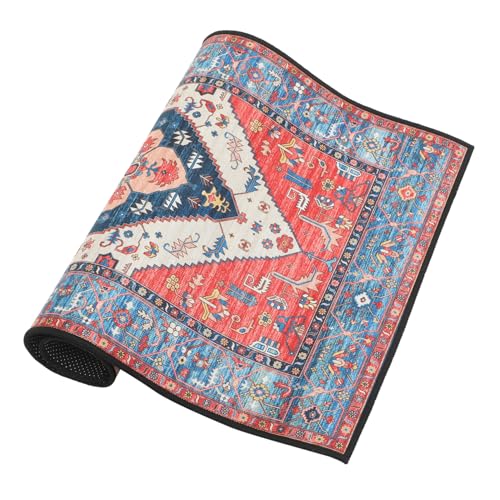 SOLUSTRE Boho Teppich Waschbarer Polyester mit Ethno Muster Strapazierfähig und Pflegeleicht rutschfest für Schlafzimmer Flur Wohnzimmer und Eingangsbereich von SOLUSTRE