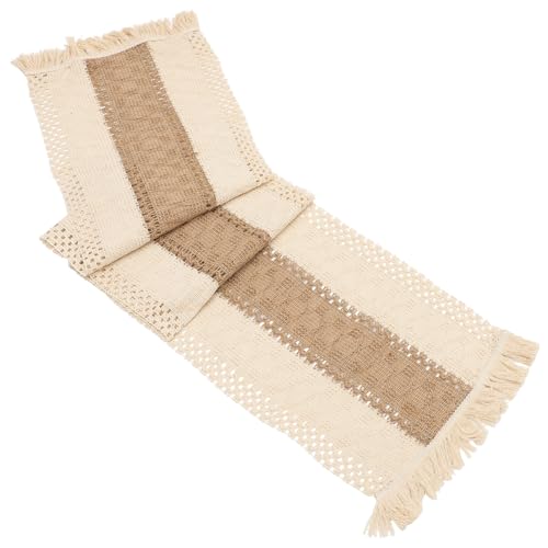 SOLUSTRE Boho Tischläufer aus Baumwolle Leinen mit Quasten Gestreifte Tischdecke Dekorativ für Buffet Party Hochzeit Rustikaler Landhausstil Vielseitig für Esszimmer Kaffeetisch von SOLUSTRE