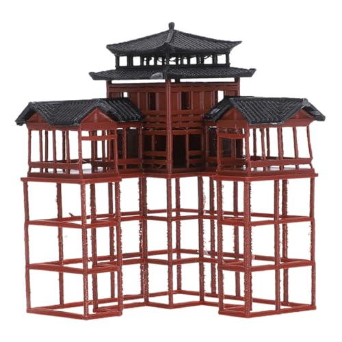 SOLUSTRE Bonsai-Figuren Mini-Pagodenstatue Mini-Pavillon-Ornament Pagodengartenstatue Mini-asiatische Gartenaccessoires Miniatur japanischer Gartenpavillon pp Brown von SOLUSTRE
