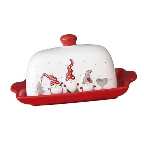 SOLUSTRE Butterdose Abdeckung gedeckter Butterteller Butterspeicherbehälter Buttertopf aus Porzellan Und Butterhalter mit Deckel Keramikbutter Crock Butterschüssel für Kühlschrank von SOLUSTRE