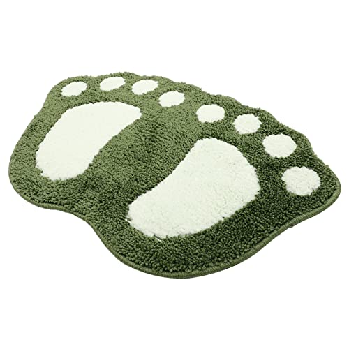 SOLUSTRE Cartoon Fußmatte für Badezimmer rutschfeste Saugfähige Badematte Fußform Waschbar Grün Design für Bad Küche und von SOLUSTRE