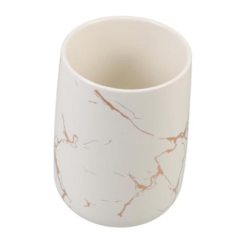 SOLUSTRE Ceramic Toothbrush Cup mit Dekorativem Marmor Leichter und Tragbarer Zahnbürstenhalter für Badezimmer und Reisen für Familien von SOLUSTRE