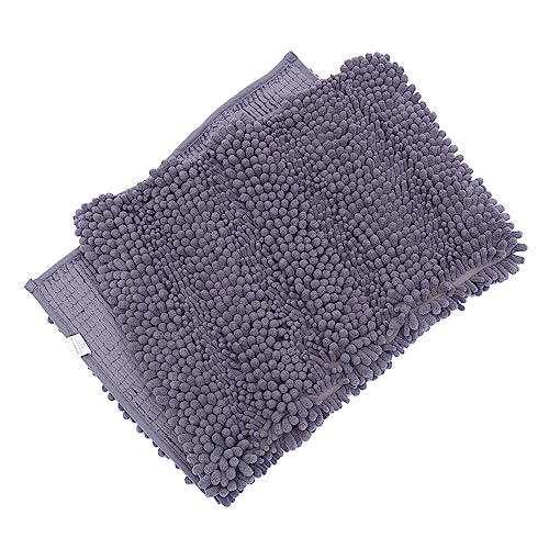 SOLUSTRE Chenille Badematte Extra rutschfest Saugfähig Badteppich Dunkelgrau für Badezimmer Wohnzimmer Fußmatte von SOLUSTRE