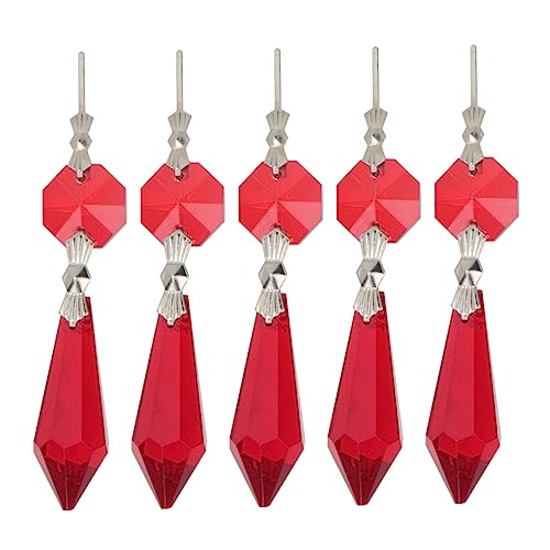 SOLUSTRE Kronleuchter Kristallanhänger Aus Glas Mit Perlen Und Prismen Rot Für Selbermachen Und Dekoration von SOLUSTRE