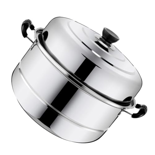 SOLUSTRE Dampfgarer Doppelwandiger Suppentopf mit Deckel Vielseitiger Food Steamer für Herdarten Schnelle Wärmeleitung und Große Kapazität von SOLUSTRE