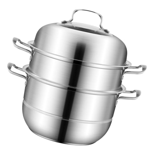 SOLUSTRE Dampfgarer Klappbarer Topf Korrosionsbeständig Mehrschichtiger Küchen Dampfkochtopf Mit Hochgewölbtem Deckel Für Vielseitiges Kochen von SOLUSTRE