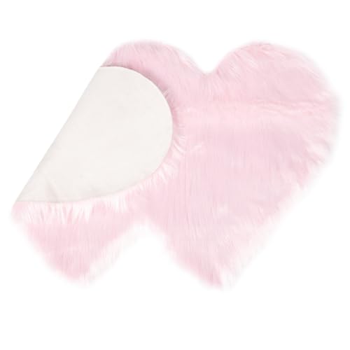 SOLUSTRE Deko Teppich Herz Form Flauschiger Shaggy Teppich in Rosa Sanft Langlebig Wohnzimmer Schlafzimmer Kuscheliger Bodenbelag von SOLUSTRE