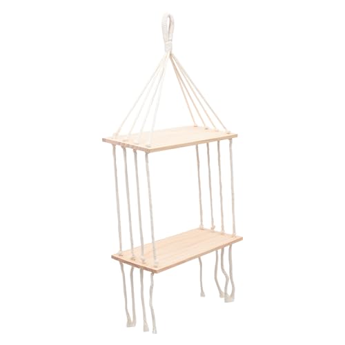 SOLUSTRE Dekorativer Baumwollseil Wandregal Lagig Hängend Platzsparend Aufbewahrung Ablage Handgefertigt Boho Stil für Schlafzimmer Wohnzimmer und Büro von SOLUSTRE