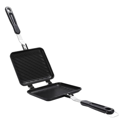 SOLUSTRE Doppelseitige Sandwich Backform Antihaftbeschichtet Vielseitige Bratpfanne für Toast Waffeln Steaks Eier Haus Küche Langlebig Leicht zu Reinigen von SOLUSTRE