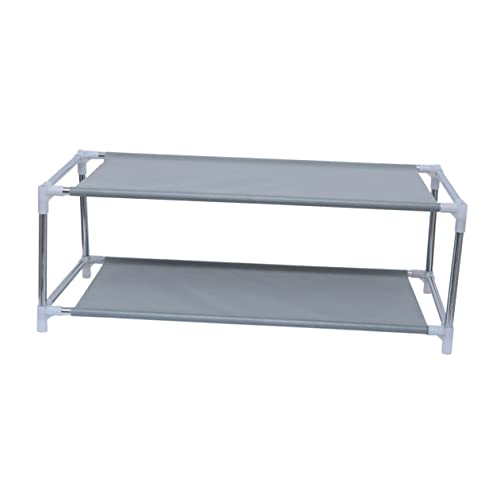 SOLUSTRE Doppelstöckiges Schuhregal aus Metall Praktischer Schuhorganizer für Schlafzimmer und Studentenwohnheime Einfache Montage ohne Bohren Platzsparend und Stilvolles Design von SOLUSTRE