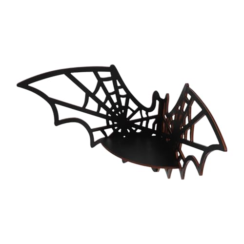 SOLUSTRE Eckregal aus Holz mit Dekorativem Spinnennetz und Fledermaus Design Wand Eckablage für Küche Schlafzimmer und Bad Vielseitiges Schwebendes Wandregal zur Platzsparenden von SOLUSTRE