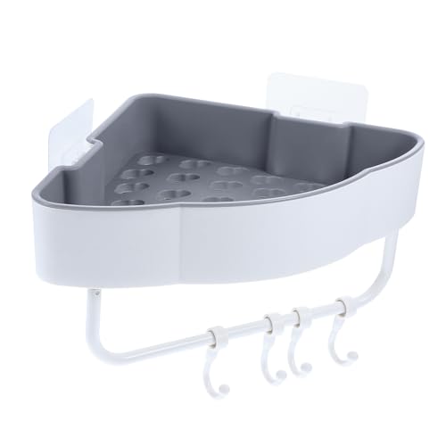 SOLUSTRE Eckregal ohne Bohren mit Haken Multifunktionaler Badablage aus Robustem Material Wandmontierter Badezimmer Organizer Einfache Installation Kratzfrei Stilvolles Aufbewahrungssystem von SOLUSTRE