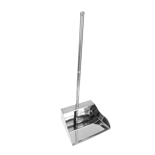 SOLUSTRE Edelstahl Müllschaufel mit Langem Griff Extra Dicke Staubpfanne für Haushalt Ergonomisch Geformt Rostfrei Multifunktional für Küche und Büro Leichte Reinigungshilfe von SOLUSTRE