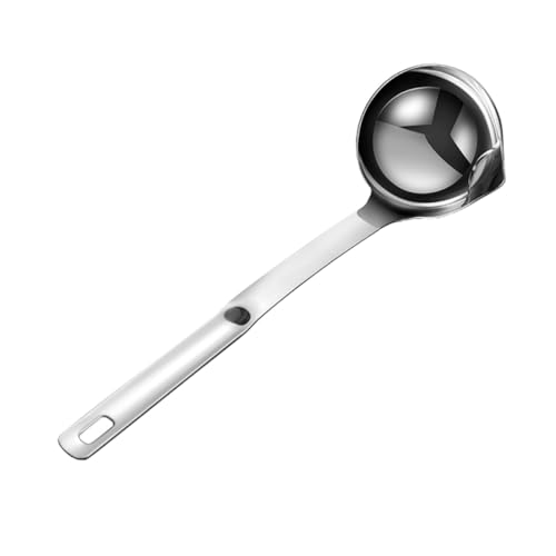 SOLUSTRE Edelstahl Ölfilterlöffel mit Langem Griff Fettabscheidender Suppenkelle für Hotpot Hitzebeständig Aufhängen für Fettarmes Kochen und Suppenentnahme von SOLUSTRE