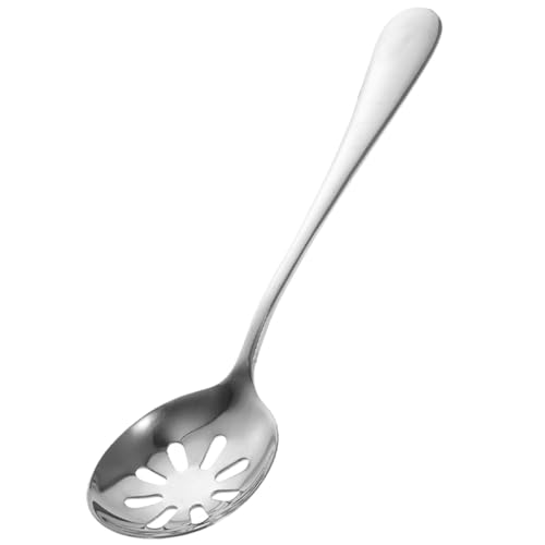 SOLUSTRE Edelstahl Sieblöffel Geschlitzter Servierlöffel Robust Leicht Tragbar Für Küche Haushalt Obst Dessert Ablaufsieb von SOLUSTRE